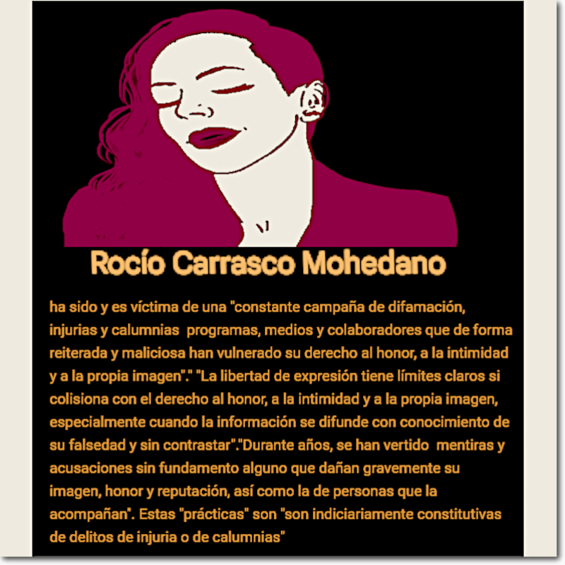 Rocío Carrasco,ha sido y es víctima de una"constante campaña de difamación,injurias y calumnias programas, medios y colaboradores que de forma reiterada y maliciosa han vulnerado su derecho al honor,a la intimidad y a la propia imagen"☎️016
#YoSiTeCreo #MareaFucsia #APOYOROCIO11M