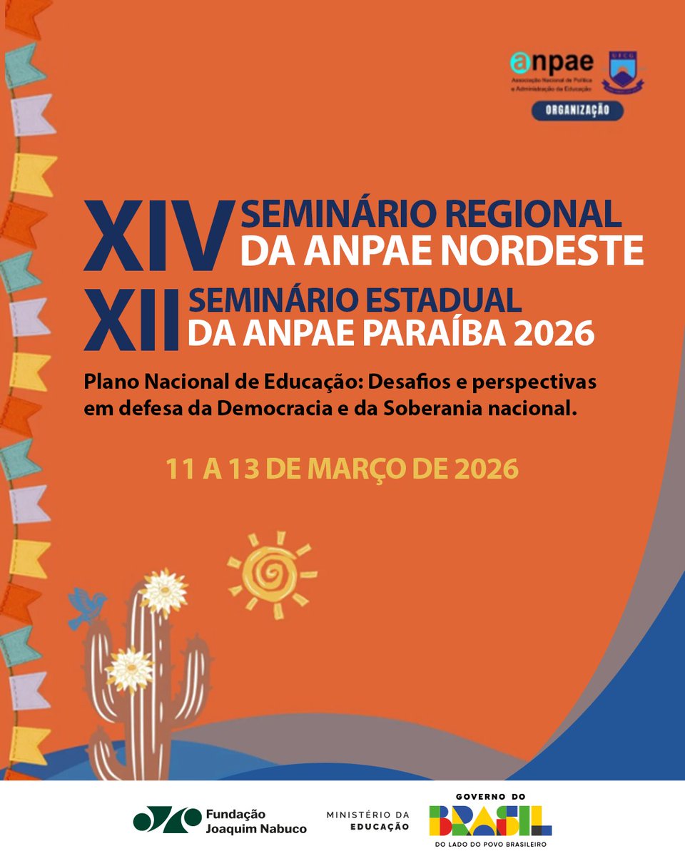 📝A Fundaj participa do XIV Seminário Regional da Associação Nacional de Política e Administração da Educação (ANPAE) – Nordeste e do XII Encontro Estadual da ANPAE – Paraíba, realizados entre os dias 11 e 13/03, em Campina Grande (PB).

🔗 Saiba mais: bit.ly/3P43unp