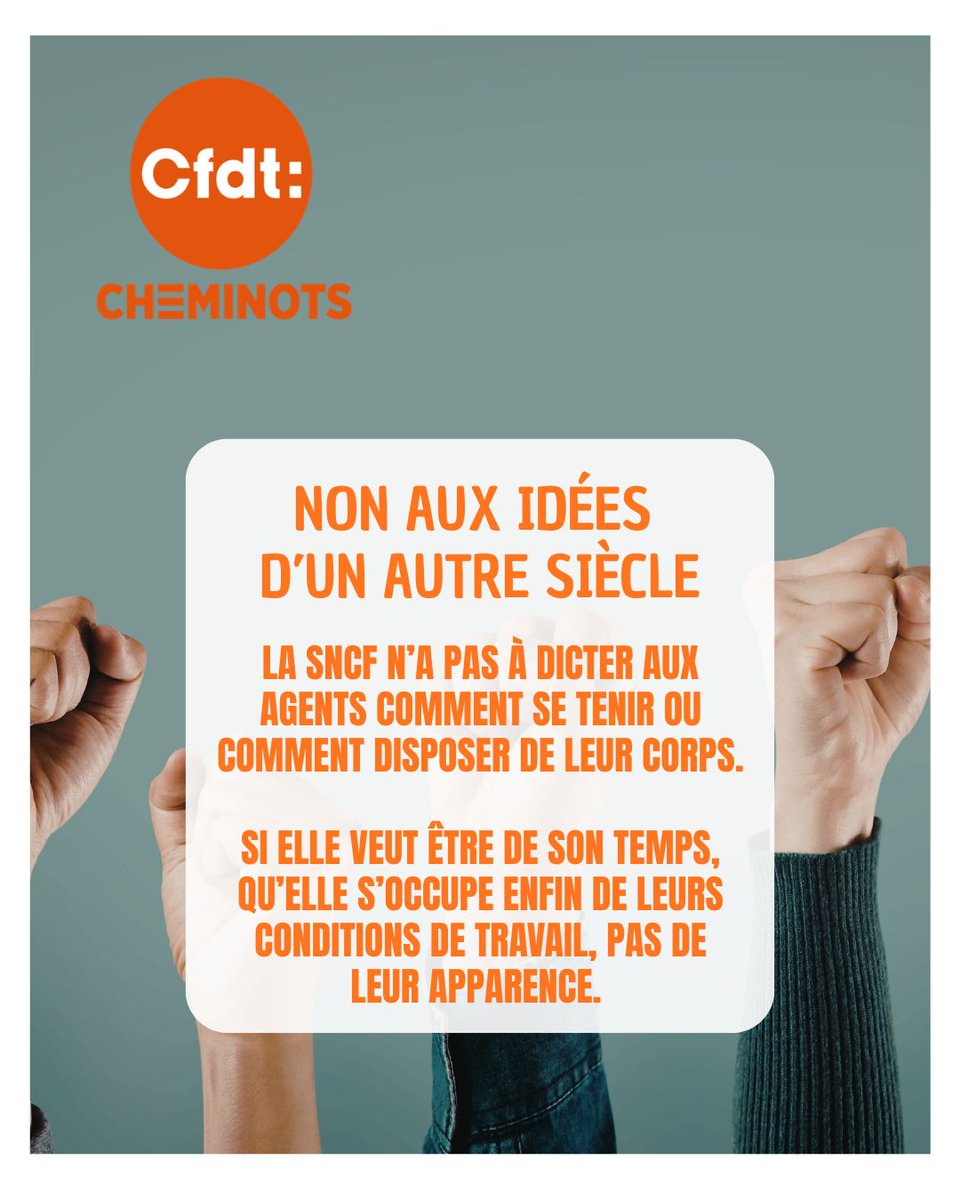 📣 La CFDT Cheminots, en posant une DCI ( à retrouver dans le lien ci-après),  oblige TGV Inouï à supprimer le Guide "Élégance " extrêmement rétrograde qu'il voulait mettre en place

🔗 tinyurl.com/5x6h2wpu
