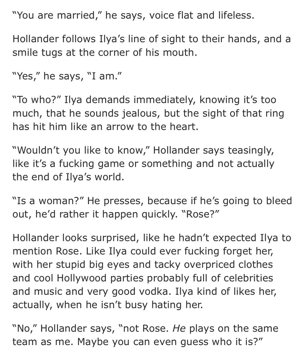 recommending you again my favourite kind of fic — amnesia 💕 and it’s married Hollanov + jealous Ilya, so funny😭 

thinking Shane is married to Rose and “Ilya kind of likes her, actually, when he isn’t  busy hating her” lmaooo

🏒 archiveofourown.org/works/80840361…