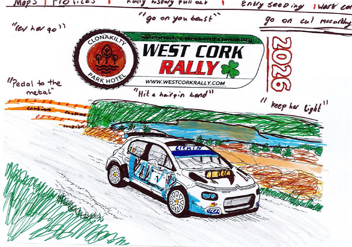 ClonakiltyPark's tweet photo. We are loving these entries for the @westcorkrally colouring competition, keep them coming #westcorkrally🏎🇨🇮 https://t.co/8DE6Si2L0R