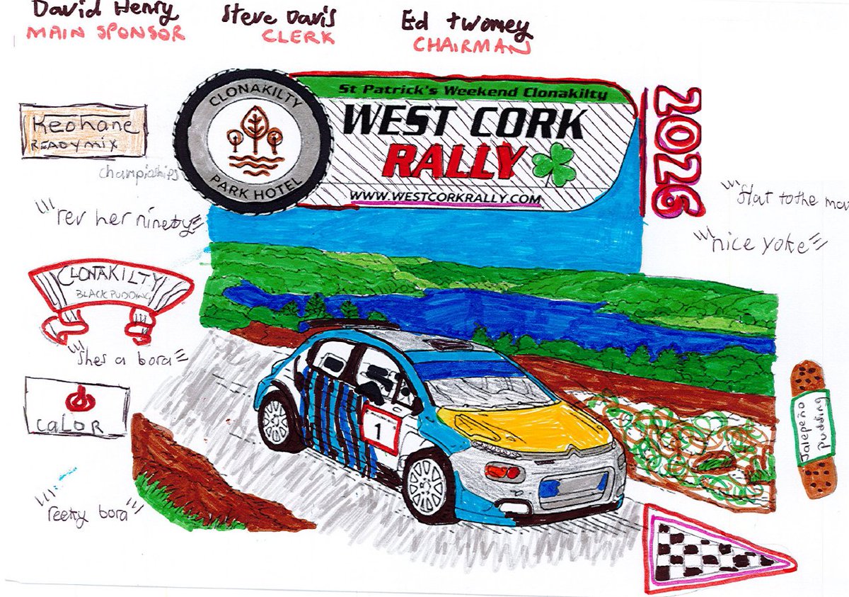 ClonakiltyPark's tweet photo. We are loving these entries for the @westcorkrally colouring competition, keep them coming #westcorkrally🏎🇨🇮 https://t.co/8DE6Si2L0R