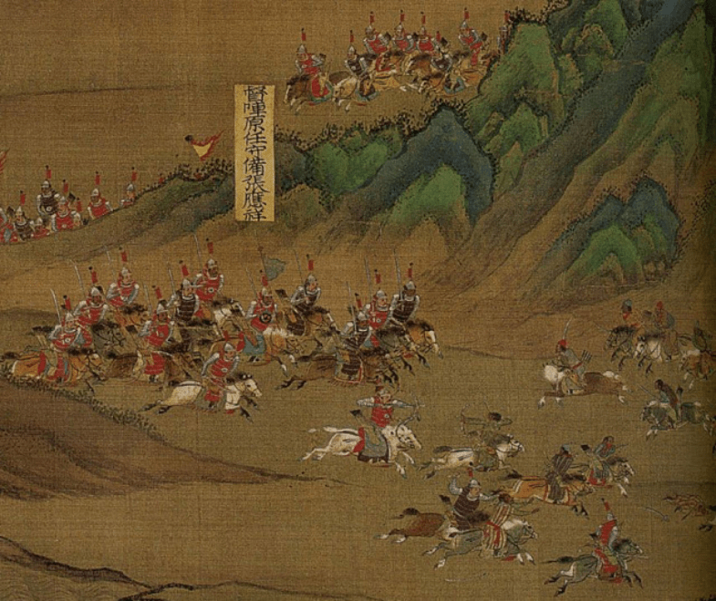 AraceliRego's tweet photo. Caballería china Ming persiguiendo a los mongoles. Pintura de la dinastía Ming Ping Fan De Sheng Tu https://t.co/vCZgpGpv2Q