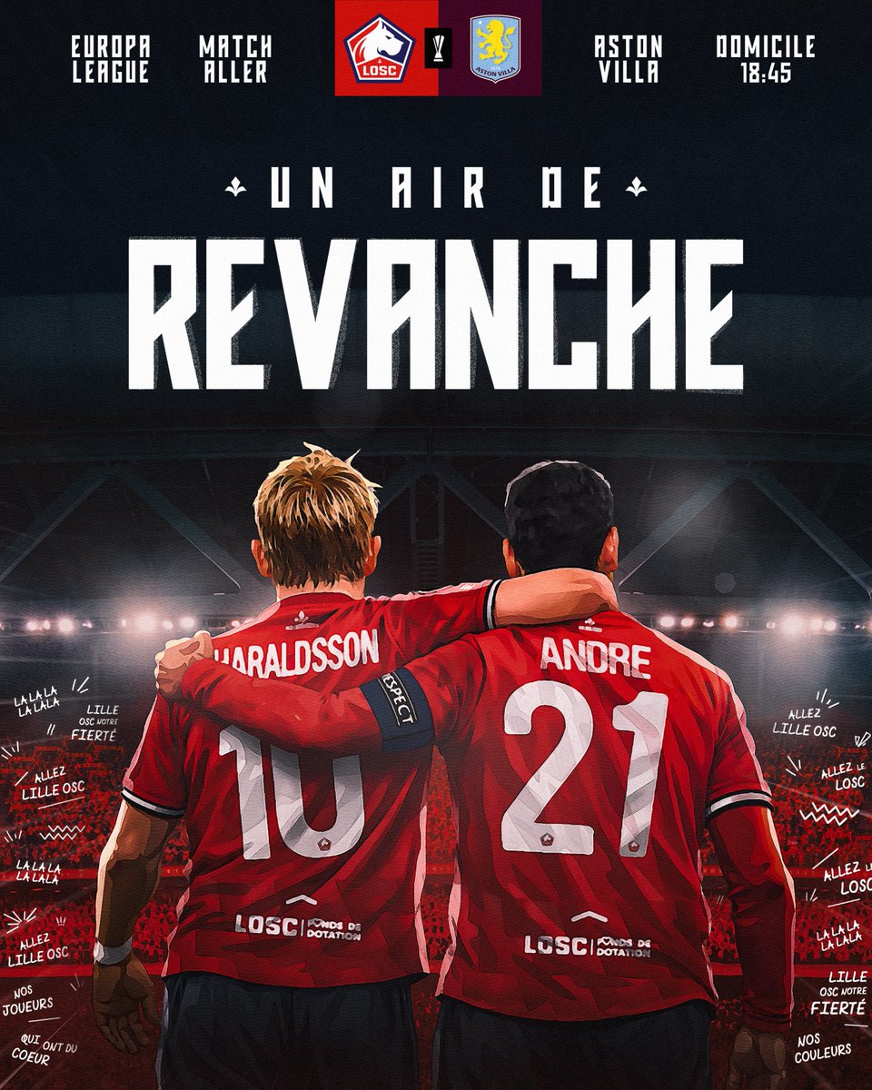 losclive's tweet photo. ⚜️ 𝑴𝒂𝒕𝒄𝒉𝒅𝒂𝒚 ⚜️

LOSC 🆚 Aston Villa, 𝒄𝒐𝒎𝒎𝒆 𝒖𝒏 𝒂𝒊𝒓 𝒅𝒆 𝒓𝒆𝒗𝒂𝒏𝒄𝒉𝒆 😤

La première mi-temps de notre huitième de finale d'@EuropaLeague, c'est ce soir à 18h45 et c'est à la maison 🏟️

#LOSCAVFC #UEL https://t.co/9rOIjM5aln