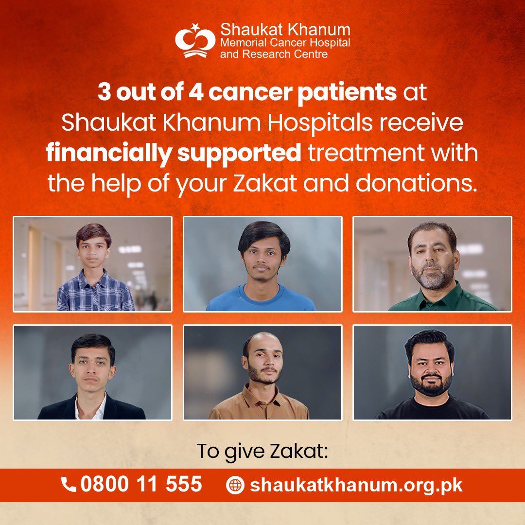 SKMCH's tweet photo. This Ramzan, give your Zakat to Shaukat Khanum Hospitals. Help children, young adults, and all patients defeat cancer, regardless of their ability to pay.

To calculate and give your Zakat, visit 👉 https://t.co/YpLpe8u8eq

#ZakatSeZindagi #YourZakatHelpsDefeatCancer #SKMCH https://t.co/hhJE67rb93