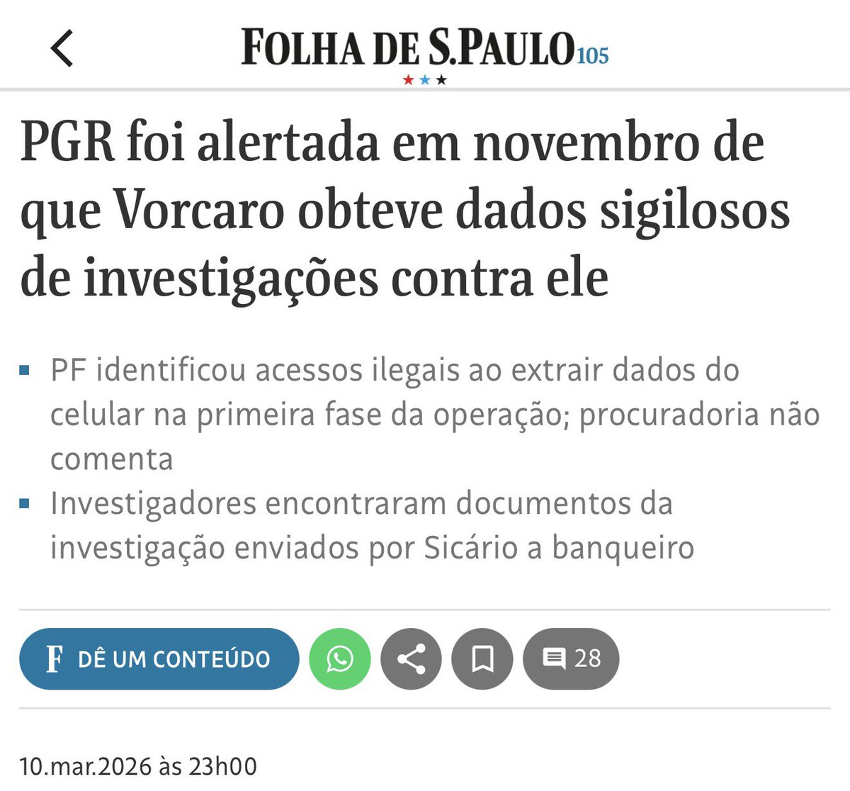 A Procuradoria-Geral da República sabia desde novembro que capangas de Vorcaro acessavam ilegalmente sistemas do MPF, mas Paulo Gonet alegou “falta de tempo” para analisar a prisão preventiva. 

Talvez o PGR estivesse esperando acontecer algo mais grave, como a destruição de
