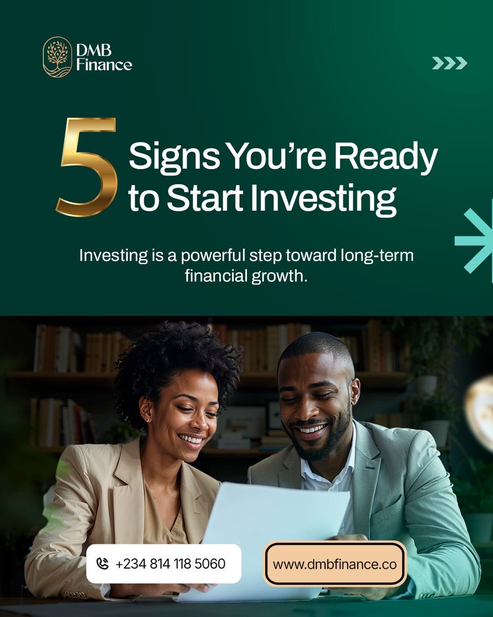 DMB_Finance's tweet photo. Before investing, it’s important to assess your financial readiness.

Swipe through to see a few signs that you may be prepared to start building long-term wealth. How many apply to you?

#InvestSmart #WealthBuilding #DMBFinance #FinancialReadiness https://t.co/ZNF2bizRdG