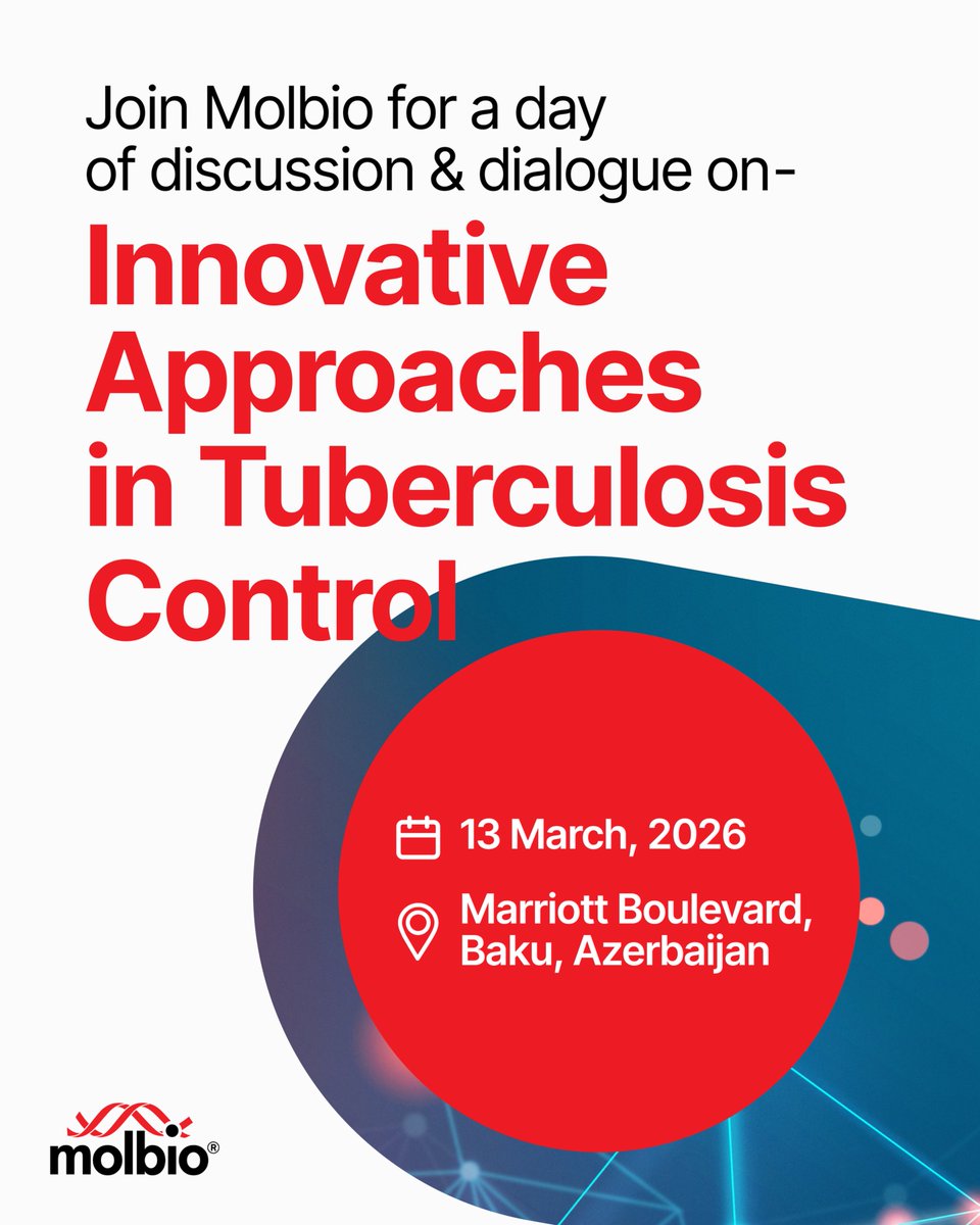 MolbioDx's tweet photo. Molbio Diagnostics will be in Baku, Azerbaijan on 13 March 2026 for Innovative Approaches in Tuberculosis Control, bringing together clinicians, policymakers, and diagnostics leaders to discuss the future of TB control.

Amin Belal, General Manager – Europe & Central Asia, International Sales, Molbio Diagnostics Ltd., will join a panel discussion on Innovation & Collaboration in Healthcare: Exploring a New Era in the Fight Against Tuberculosis.

#Tuberculosis #TBControl #EndTB #GlobalHealth #Diagnostics #MolbioDiagnostics