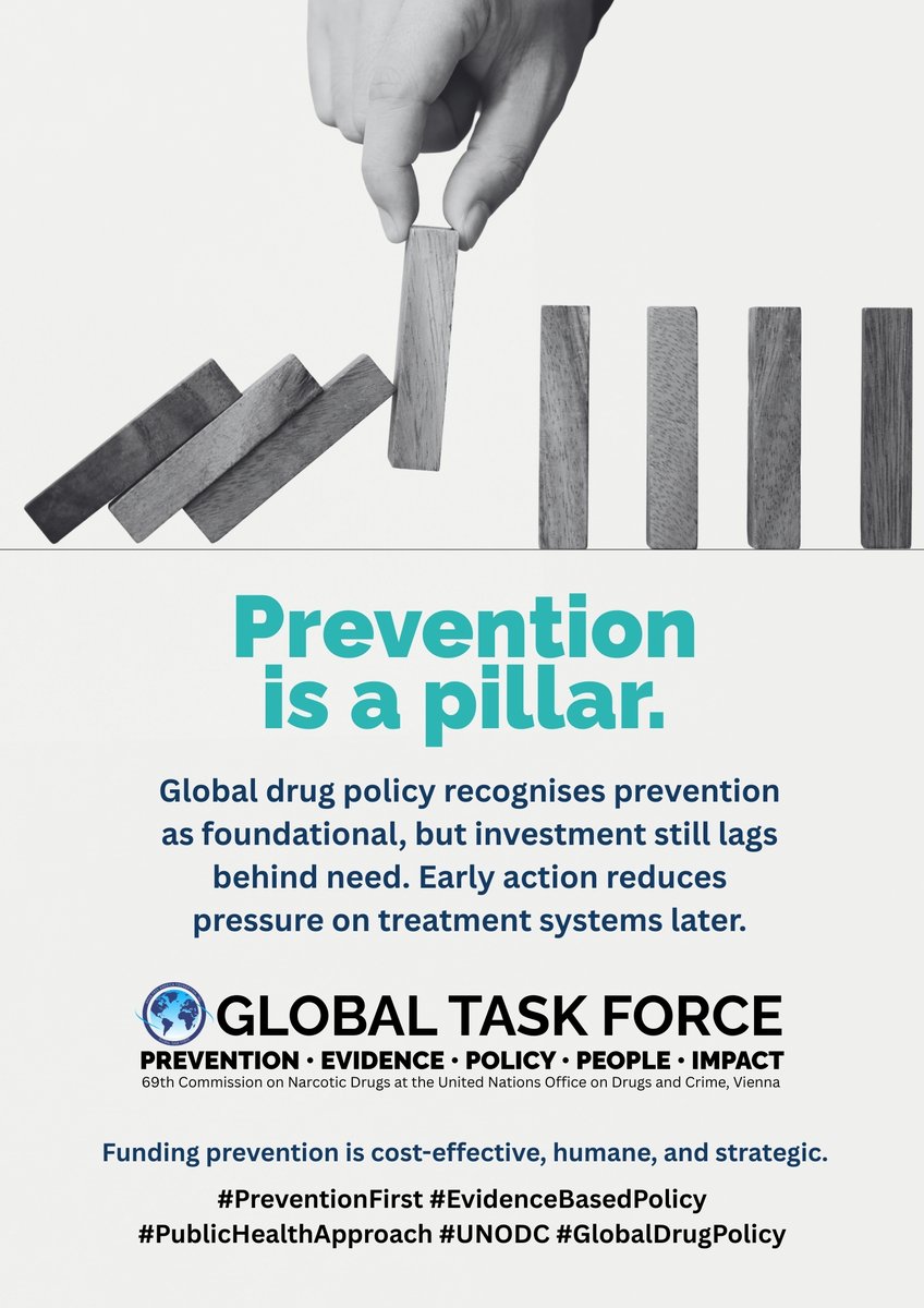 Global drug policy recognizes #prevention as foundational, but investment still lags behind need. Early action reduces pressure on #treatment systems later - and saves costs in the long run! #PreventionFirst
<a href="/UNODC/">UN Office on Drugs & Crime</a>