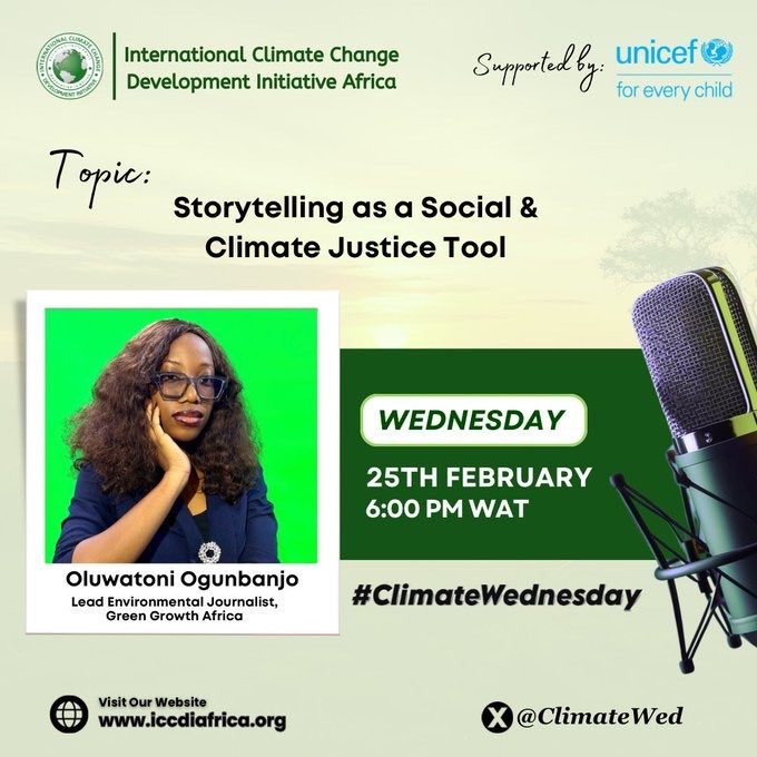 BRI_Botswana's tweet image. Climate change is also a social justice issue. 
At the recent #ClimateWednesday hosted by @ClimateWed, Oluwatoni Ogunbanjo highlighted how storytelling helps connect climate science with lived realities.

#ClimateJustice #ClimateCommunication #BokamosoResilience