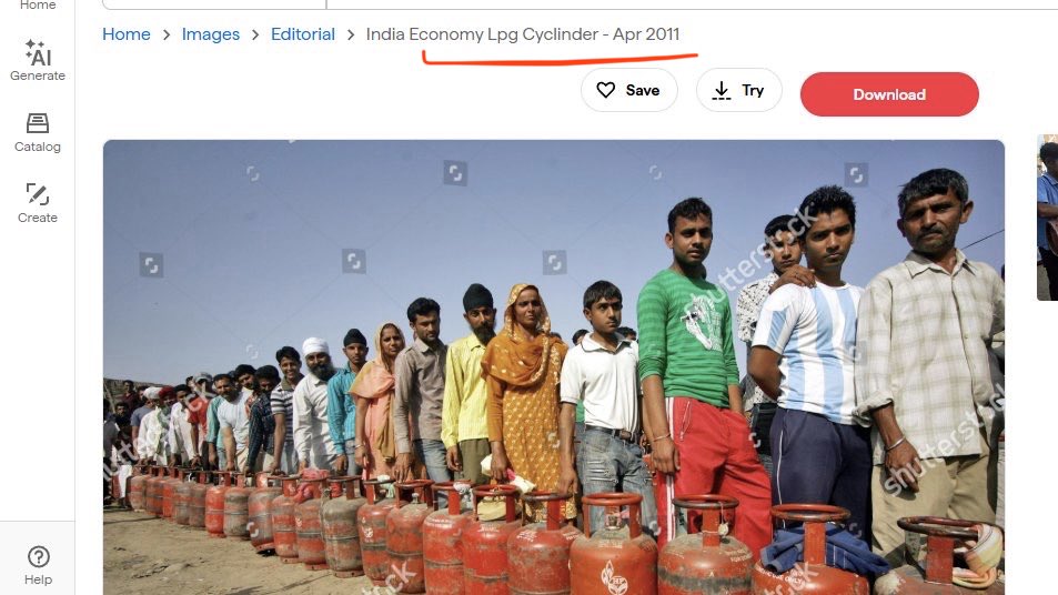 Congress couldn't find any recent photos of people queuing up for gas cylinders in Modi’s tenure. So they had to use a photo from the era when they were in power. Masterstroke indeed! 😀