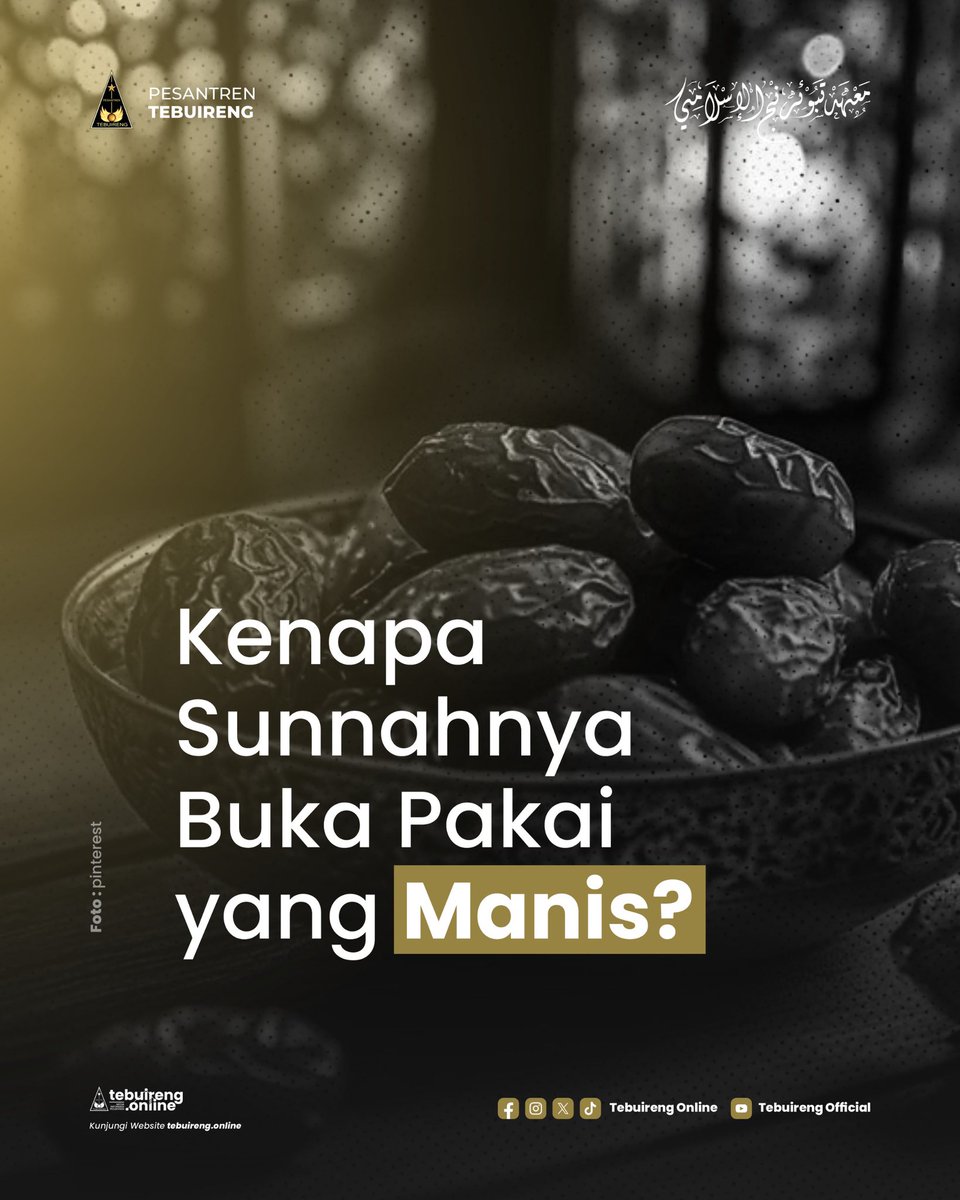 tebuirengonline's tweet image. Yuk ikuti sunnah Nabi dengan berbuka dengan yang manis. Nah, kalau kurma tidak ada, kira-kira buah apa ya yang paling cocok untuk berbuka? #berbuka #puasa #ramadhan #karim