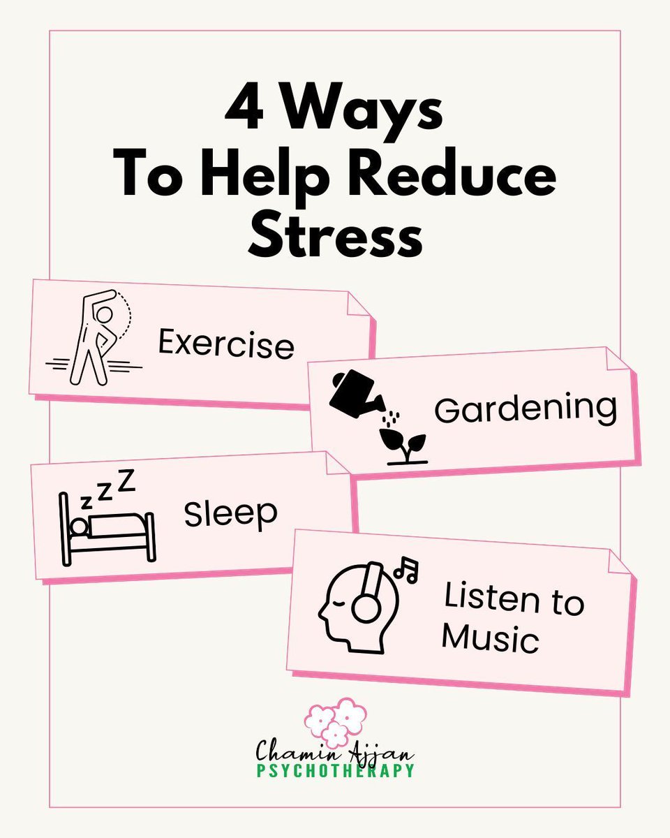 ChaminAjjan's tweet image. Stress management can be fun and rewarding! Activities like exercise, gardening, good sleep, and music help reduce stress and enhance life quality. How do you manage stress? 

#StressManagement #Mindfulness #Therapytools #EmotionalWellBeing #ChaminAjjanPsychotherapy