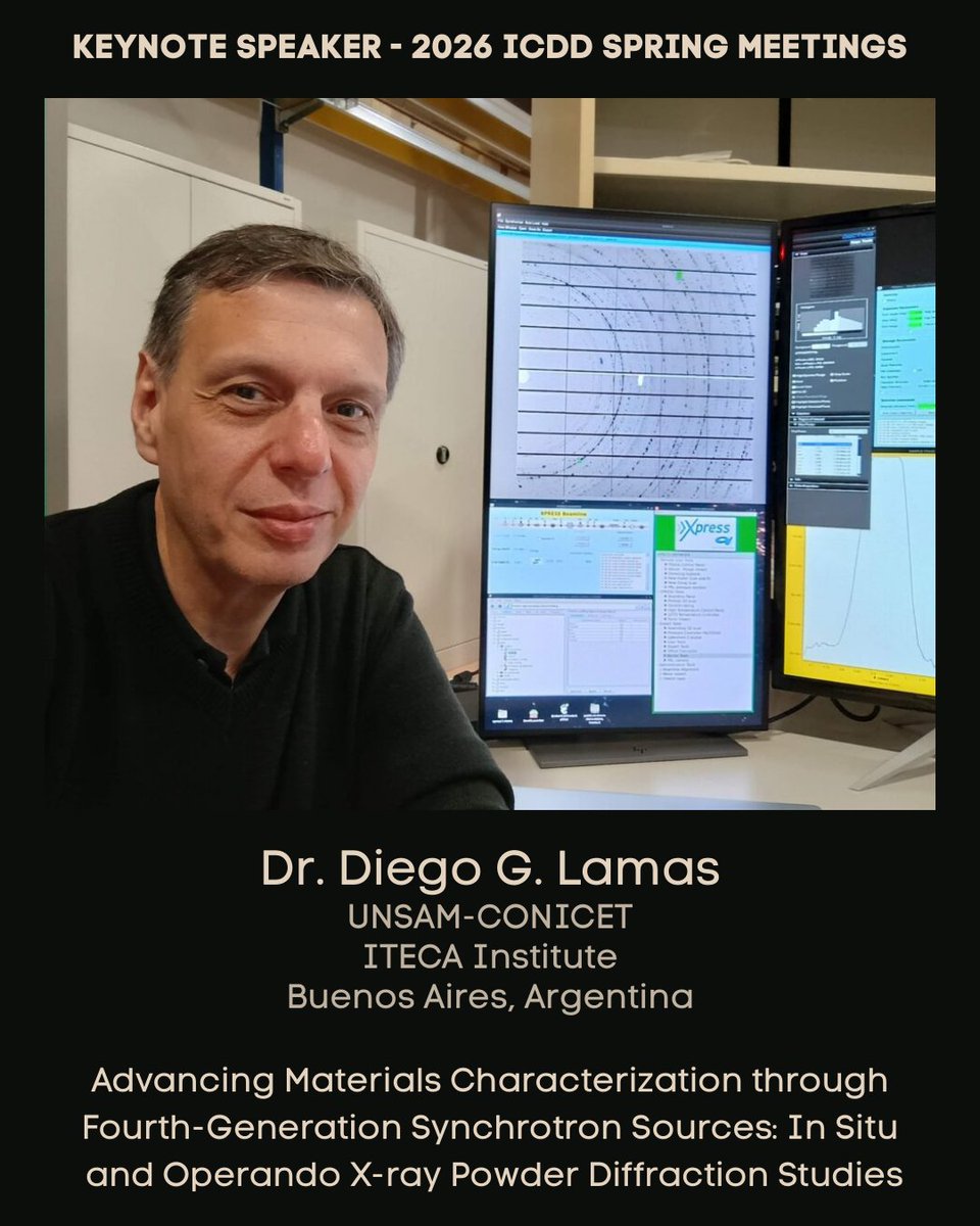 icddicdd's tweet image. icdd.com/spring-meeting…
Dr. Diego G. Lamas's Keynote Presentation will be held during the Technical Committee Meeting of the ICDD Spring Meetings on Thursday, 19 March, beginning at 9:30 am.

 #Synchrotron #XRayDiffraction #ScientificResearch #ICDD