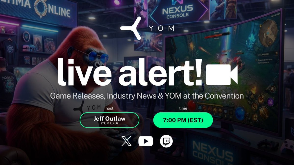 🔴 We’re live tonight.

Game releases, industry news, and YOM at the convention.

🕖 7:00 PM (EST)  
Hosted by <a href="/GlasswalkerPFFT/">Glasswalker - YOM CXO</a>  (YOM CXO).