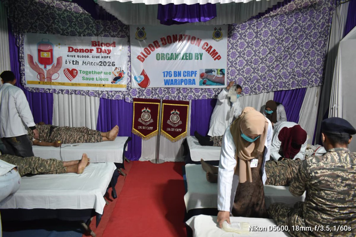 Proud_Indian2u's tweet photo. Salute to the brave hearts who donated blood to save lives. 🙏🩸
When our protectors become lifesavers too. Proud of CRPF! 

#AmitShahInLokSabha #MiddleEastUnrest #jaljeevanmission #RaghavChadha #UGC_Black_LAW #PAKvsBAN #IPL2026 #HansikaMotwani #Nayanthara #Divorce #ViratKohli https://t.co/x2GWMmzoOG