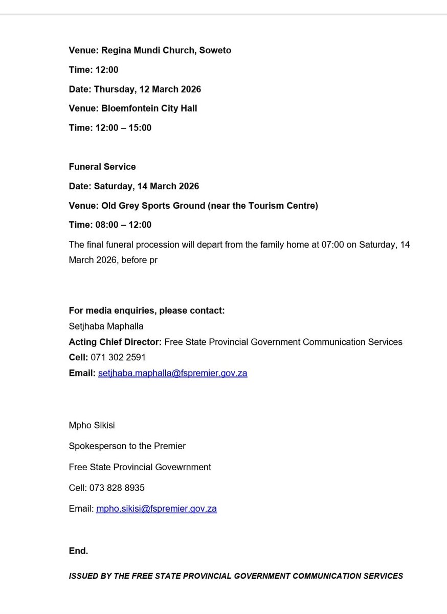 Ray_6007's tweet photo. @MYANC herewith a media release on the funeral oc Cde Lekota https://t.co/bFjel1qAi6