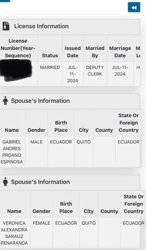 pabloleonsilva's tweet photo. Sabían esto?

Veronica Sarauz se casó en corto en #USA , el 11 de julio de 2024 en Florida. Tras curso prematrimonial. Su esposo es Gabriel Andrés Proaño Espinosa, oficial de la Policía Nacional de Ecuador, que estuvo de seguridad de alias #LordFarquad @ppsesa Jose Serrano. 

Proaño, ha participado en operativos de seguridad para autoridades, detenciones de bandas delictivas y recibido reconocimientos por valentía (ej. Condecoración al Valor en 2022).

#ViudaAlegreNo   #SeñoraDeProañoSI
#VeroEsVeloz