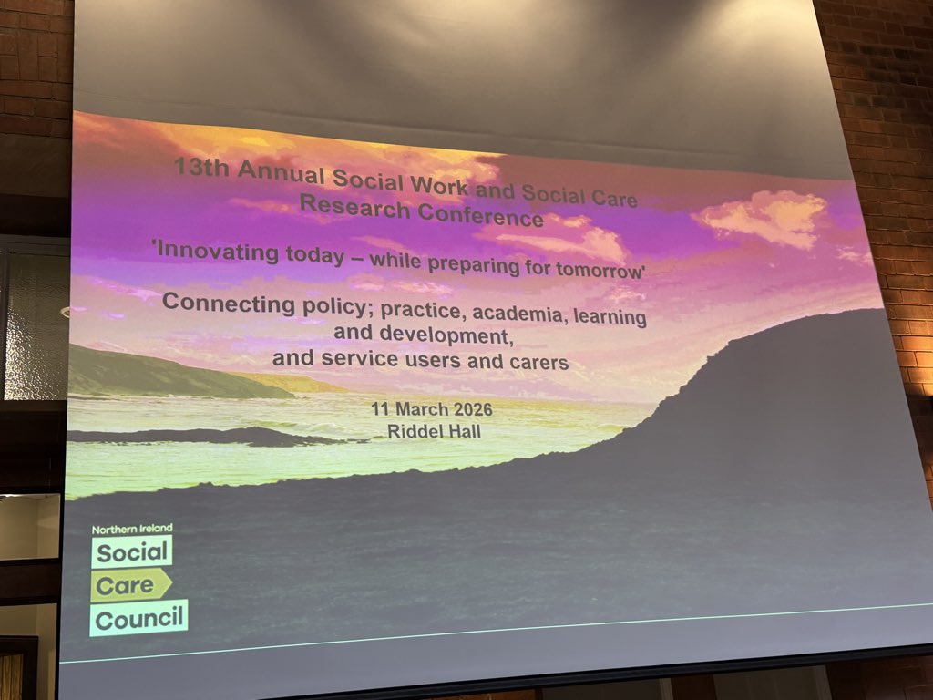 DrDMacaskill's tweet image. Honoured to have been keynote speaker at the 13th annual #SocialWork and #SocialCare Research in Practice conference at @Queens_Belfast - shared thoughts on the #ethical and #humanrights use of #Ai in practice. @ni_scc #SWSCResearch2026