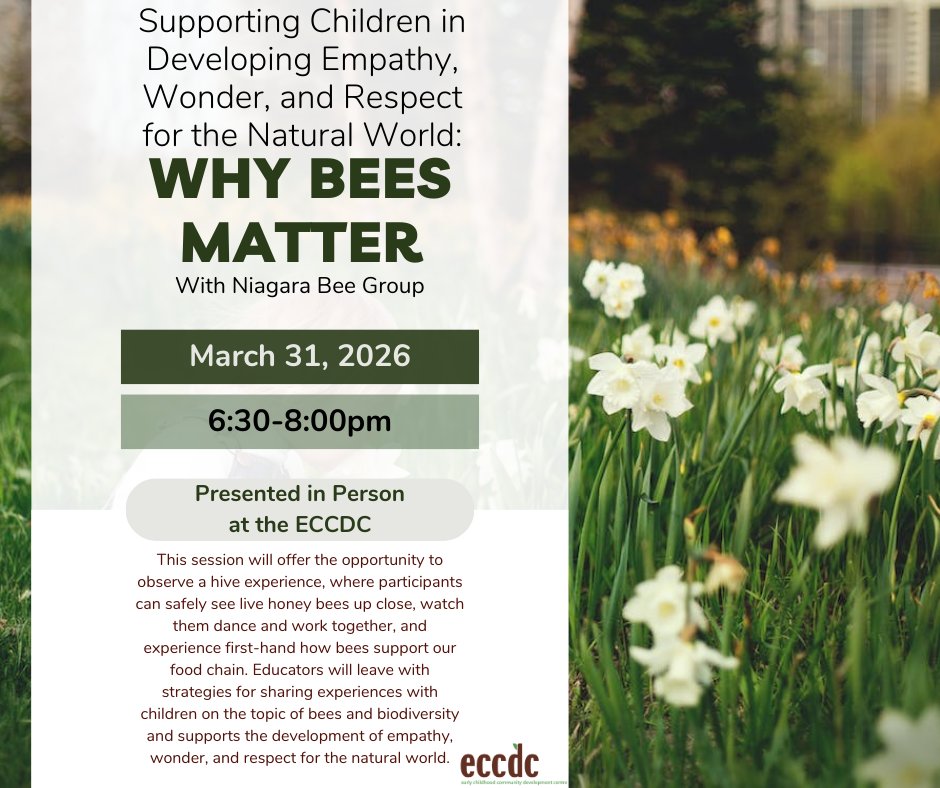 eccdc1's tweet photo. For more information, or to register for this workshop, please visit https://t.co/cIPw5gVUEJ #eccdcprofessionallearning #bees #earlylearning #childcare #educators #empathy #wonder #naturalworld #niagarabeegroup #honeybees https://t.co/IUfeEg2pbU