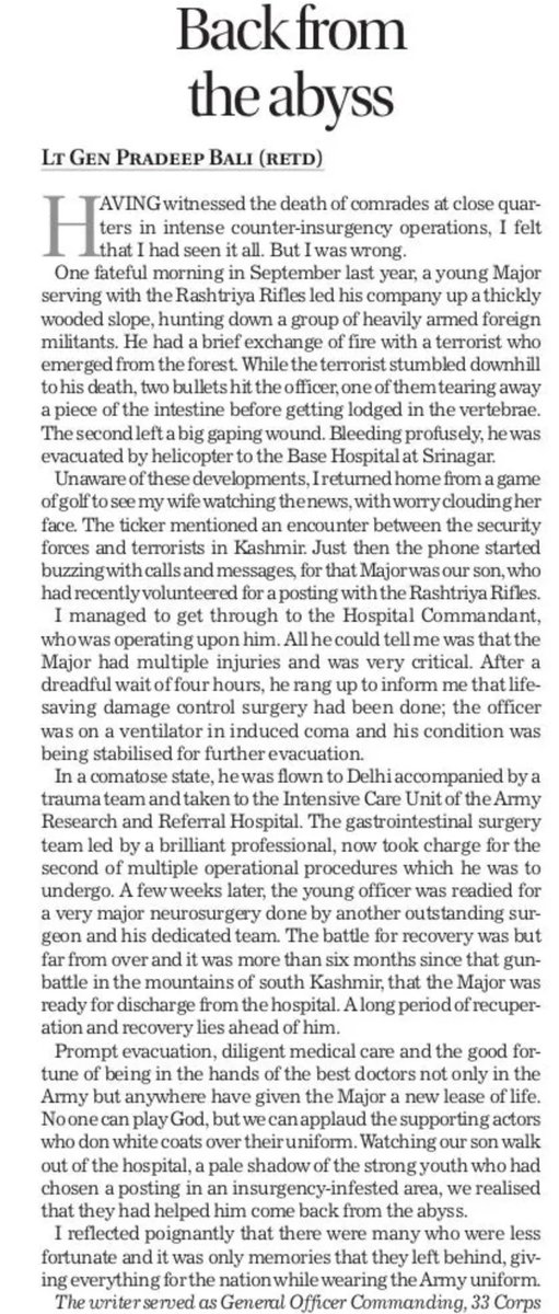 When parents die a 1000 deaths

"2 bullets hit officer, one tearing away a piece of intestine before getting lodged in vertebrae. Second left a big gaping wound.

All he could tell me was that the Major had multiple injuries, was very critical. After a dreadful wait of 4 hours"