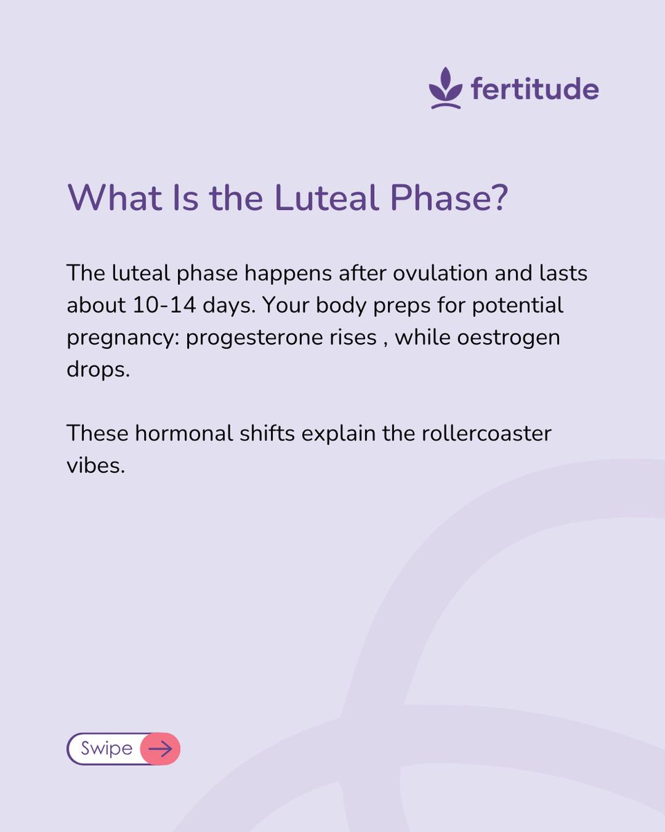 fertitude's tweet photo. The luteal phase is so dynamic😂

One week you're fine, the next week you're crying over a commercial and can't get out of bed😩

If this sounds like you, you're not alone, and there are ways to make it easier💜 Swipe for the survival guide. 

#fertitude   #reproductivehealth https://t.co/JFJnG3fEDt