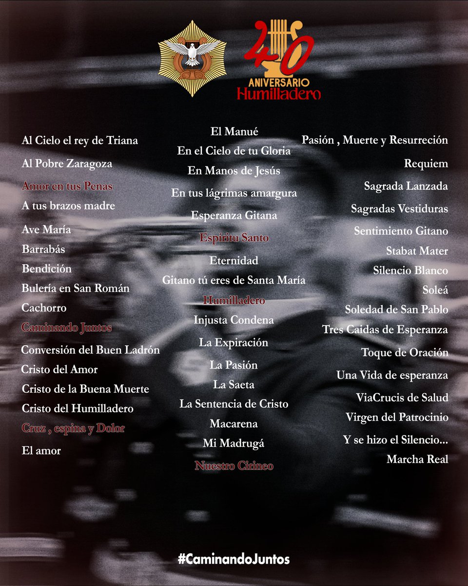 humilladerocc's tweet photo. Os presentamos el repertorio que interpretaremos esta semana santa. Uniendo un estilo clasico con lo mas actual. 

#CaminandoJuntos
#XLAniversario https://t.co/ZxTGWCu9UL