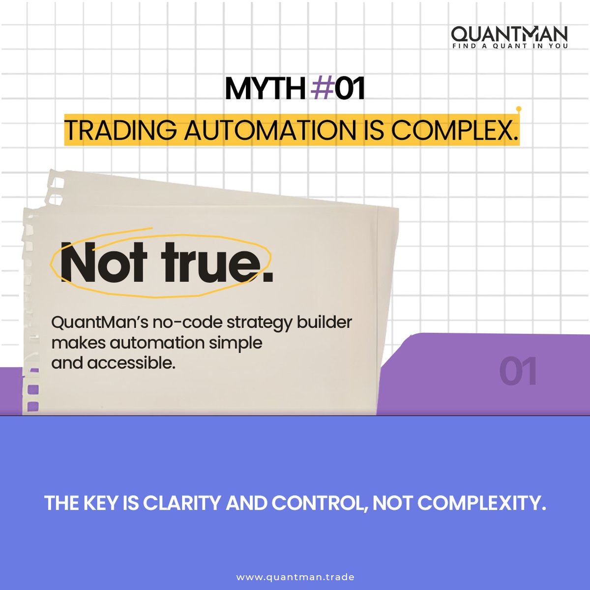 quantman1's tweet image. Automation isn’t complex - it’s clarity. With QuantMan’s no‑code builder, trading automation is simple, fast, and accessible. Build smarter strategies without coding, and trade with confidence.

#QuantMan #AlgoTrading #SmartTrading #TradingIndia