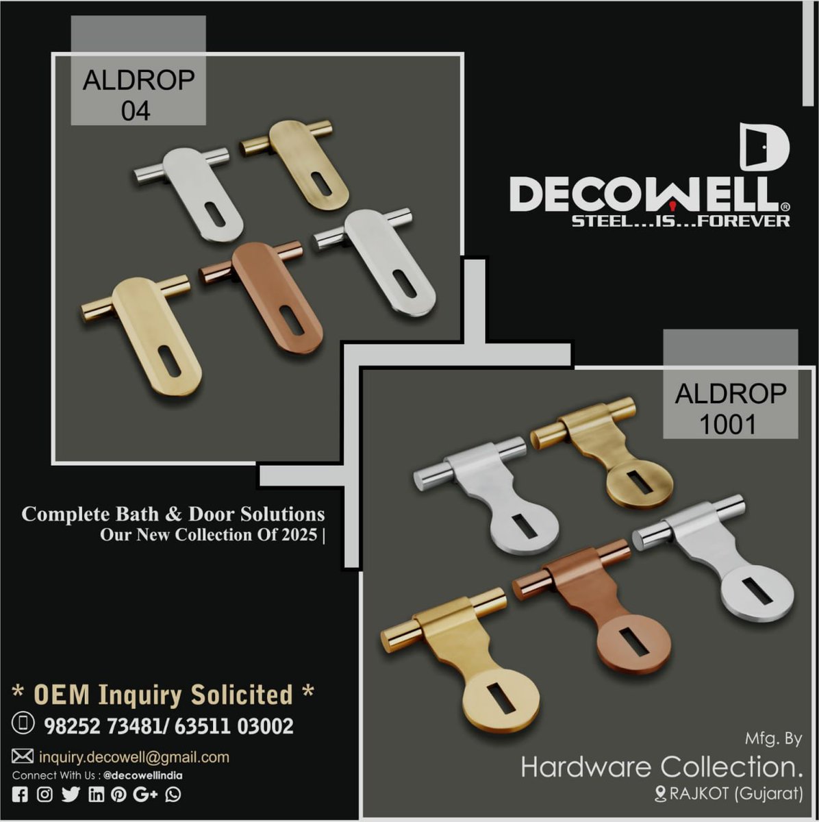 ibais_hardware's tweet photo. HARDWARE COLLECTION - RAJKOT
For enquiry via WhatsApp click:
https://t.co/Otz1UZLzLa
Mr. Jagdish Patel :- +919825273481
#aldrop #doors #doorfitting #doorhandle #handlehardware #doorstopper #towerbolt #architecturalhardware #doorkit
.
@ibais_hardware https://t.co/ngydCPWhaP