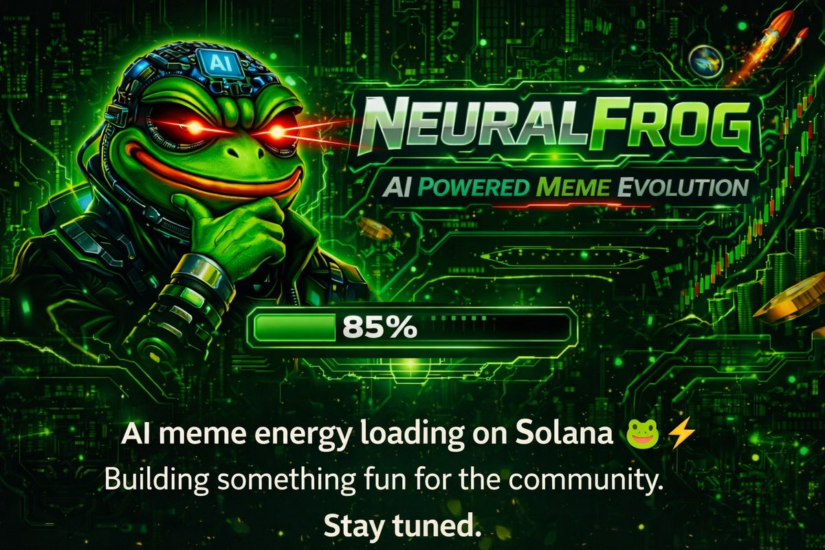 neuralfrog43's tweet photo. AI memes loading on Solana 🐸⚡
Something fun coming https://t.co/JAMu8kpMLa