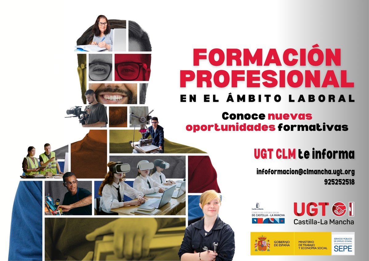 ugtclm's tweet photo. 👷‍♀️ Tanto si estás trabajando como en situación de desempleo puedes acceder a los cursos gratuitos de Formación Profesional en el Ámbito Laboral

👉 Mejora tu cualificación y adquiere más competencias profesionales

📍 Acude a nuestras sedes y te informamos https://t.co/UBB0nNX7ym