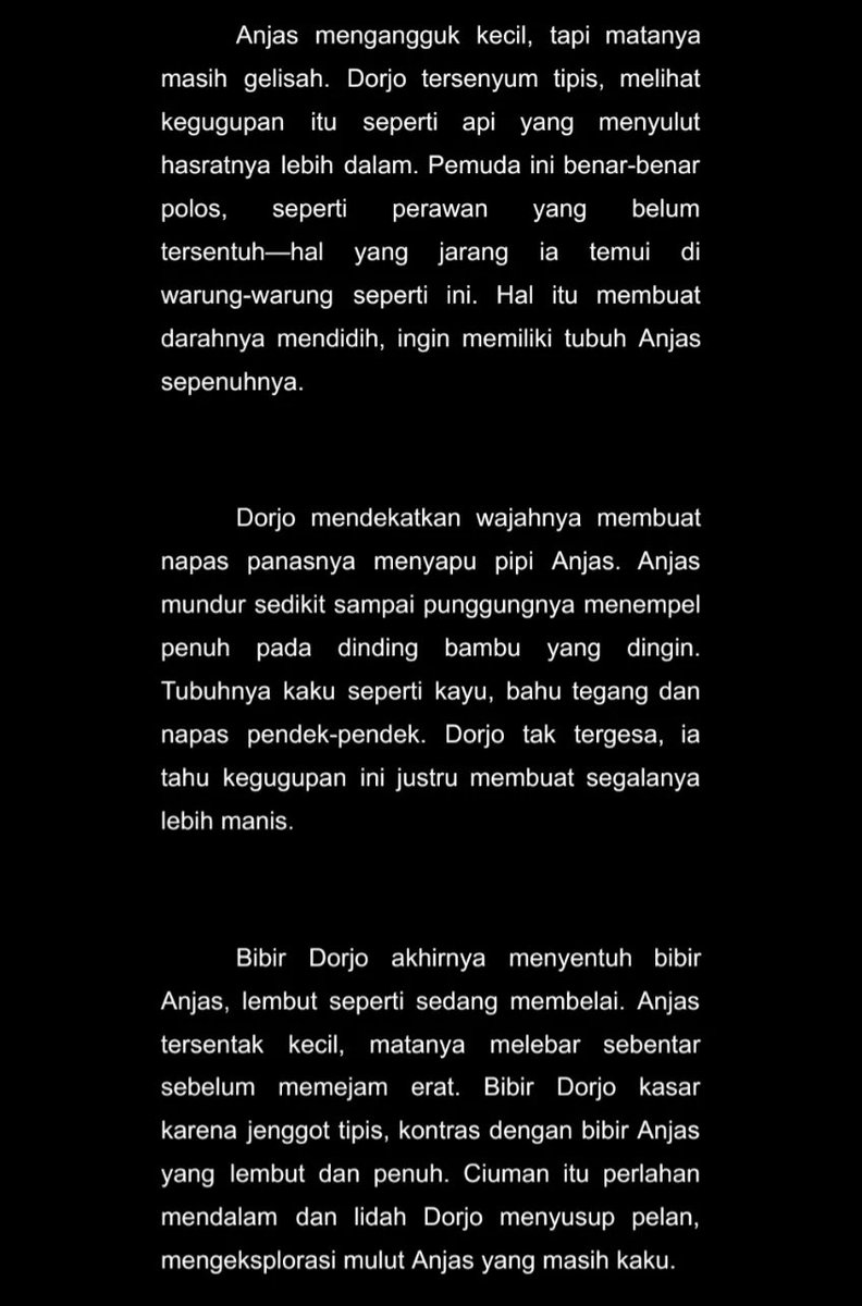 Bisakah Anjas melupakan malam itu? Atau justru ketagihan oleh sentuhan kasar lelaki tua itu? Temukan jawabannya di akhir cerita. baca selengkapnya di bacaanseru.in
