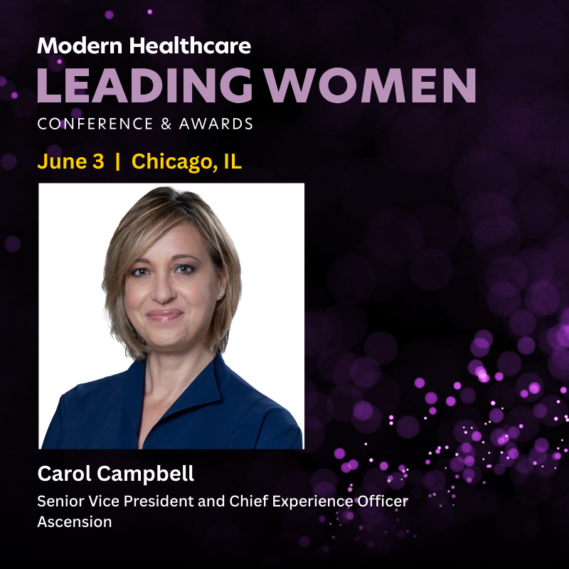 modrnhealthcr's tweet image. Carol Campbell, Senior Vice President and Chief Experience Officer at Ascension, will join the How I Got Here: Trials and Triumphs panel at Modern Healthcare’s Leading Women Conference &amp;amp; Awards. 

🔗 modernhealthcareevents.com/event/LeadingW… 

#MHLeadingWomen #WomenInHealthcare #WomenInLeadership