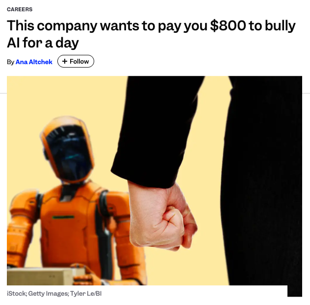 PolymarketMoney's tweet photo. A startup is offering $800 for an 8-hour shift to test and pressure AI chatbots by exposing what they forget and where they break down.

The goal is to spotlight one of AI’s biggest weaknesses which is memory. https://t.co/H0Xedp1QiL