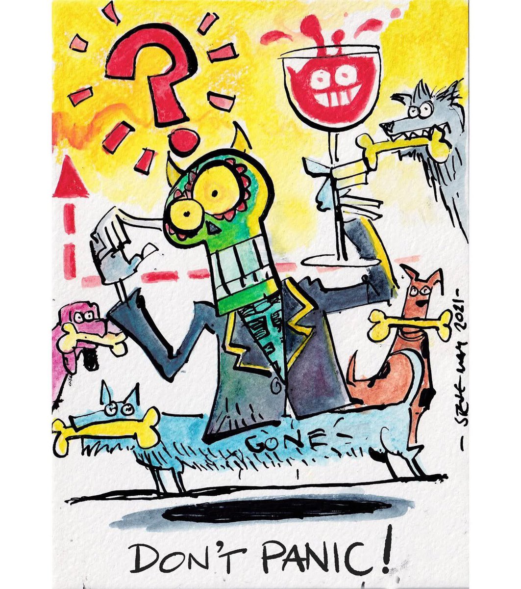 stevemaythe1st's tweet image. "A common mistake that people make when trying to design something completely foolproof is to underestimate the ingenuity of complete fools."

Happy birthday Douglas Adams! #douglasadams #dontpanic #42 #hitchikersguidetothegalaxy #stevemaythe1st #illustration