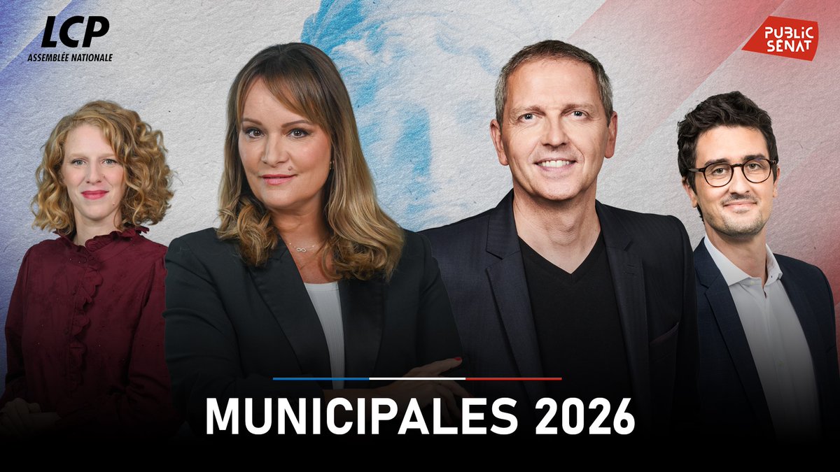 LCP's tweet photo. Dimanche 15 mars, LCP et @publicsenat s’associent pour proposer une soirée spéciale pour le 1er tour des élections municipales 2026, en partenariat avec @Ipsosbva 

🎙️Une soirée présentée par @MGelsa, Steve Jourdin, @a2linefrancois &amp; Thomas Hugues https://t.co/ayXTpIHThX