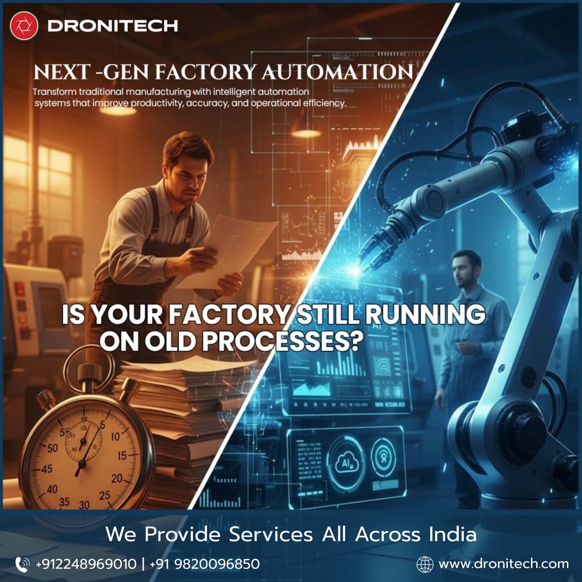 Droni_Tech's tweet photo. Is your factory still running on outdated processes? Upgrade to Next-Gen Factory Automation with Dronitech and boost productivity, accuracy, and operational efficiency. 🚀

#dronitech #factoryautomation #reachmore #grandeurnetofficial #reachyourgoals #doubletap https://t.co/LqHjBjuzWb
