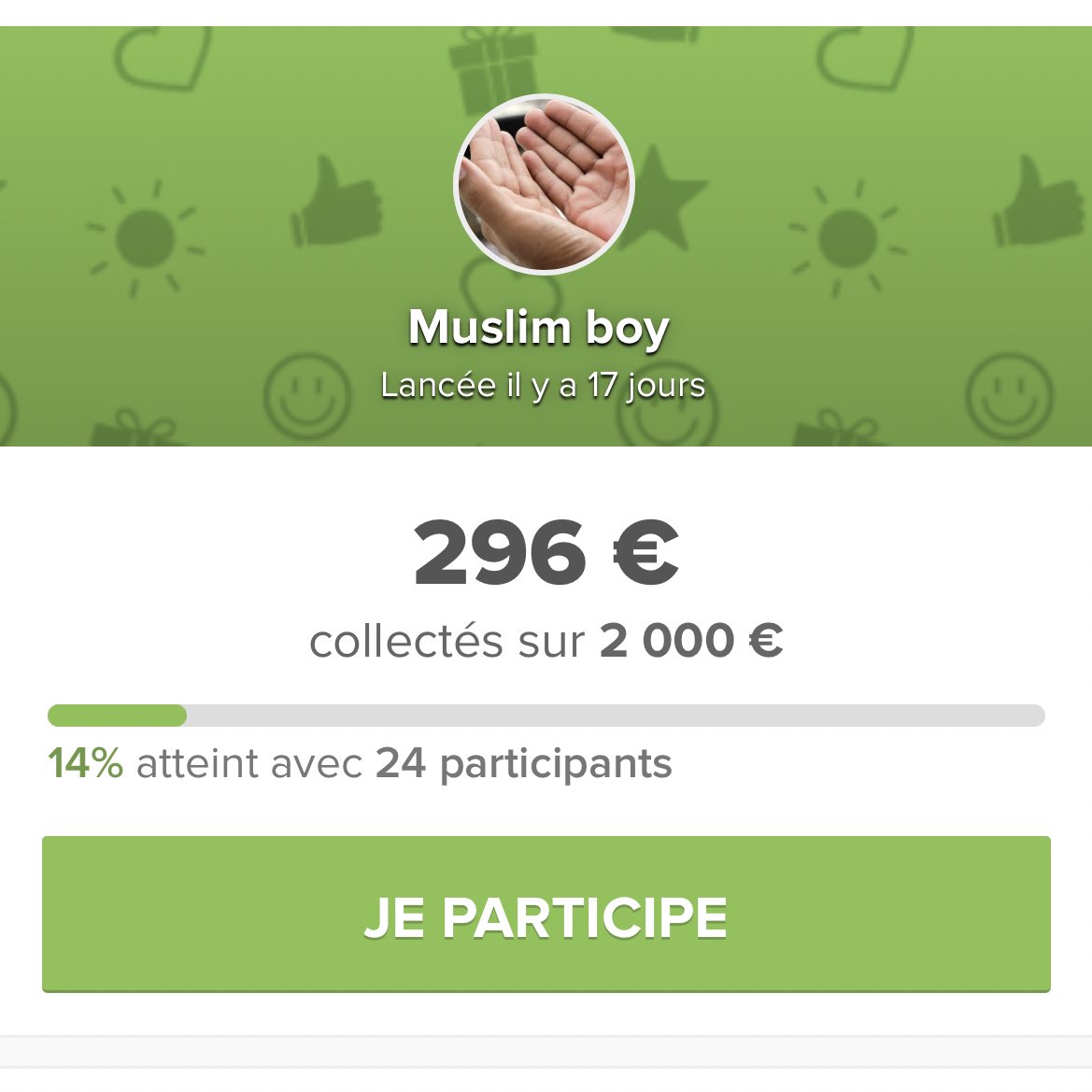 Quasi 300€ Al hamdulillah on monte petit à petit 

Qu’Allah vous récompense pour tout ceux qui ont fait un don, like, RT

Profitons de ces dernières nuit du ramadan pour y faire une aumône inshaAllah