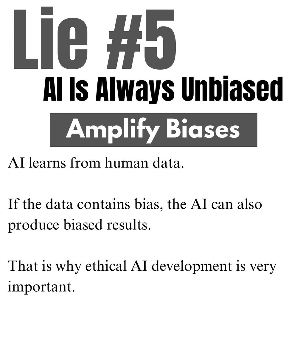 JaCreator's tweet photo. In this carousel, we break down 5 common myths about AI and explain the truth behind them.

Swipe through and tell me which one surprised you the most.

#artificialintelligence #ai #datascience #machinelearning #technology https://t.co/xLic5S3ytY