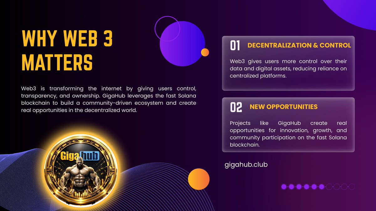 Why does Web3 matter? 🌐

Because it gives users control over their data and creates new opportunities for growth and innovation. GigaHub is building a fast, community-driven ecosystem on the Solana blockchain to help you be part of the decentralized future. 🚀

🌐