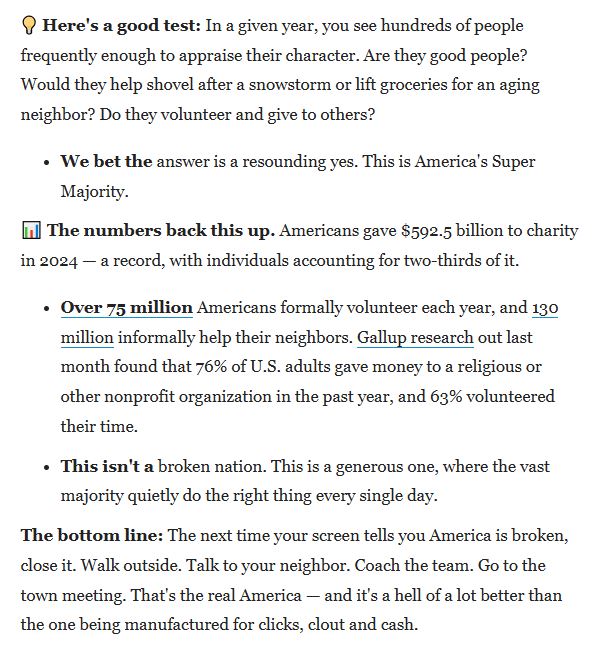 Axios: Real Truth About America's Big Lie

Read the enclosed pages. I believe every word of it, from personal experience and extensive analyses of facts versus social media fiction. This is the honest truth that you should know to inoculate yourself against lies on social media.
