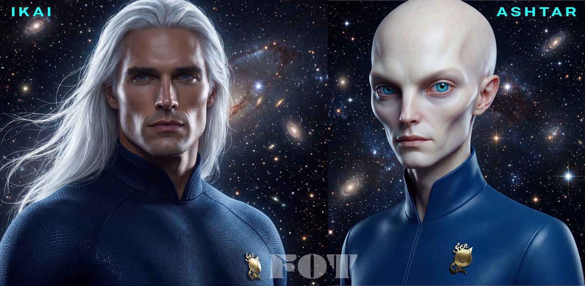 Kabamur_Taygeta's tweet image. The image that various sources have been using to represent Ashtar (Sirian) for decades actually represents Ikai (Pleiadian). 

Elder Ikai leads Galactic Federation.

Elder Ashtar leads Sirians in Galactic Federation.

Pleiadians have long hair and look human, while Sirians are
