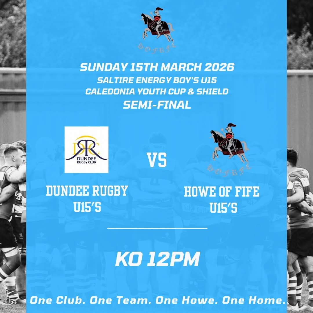 HoweOfFifeRFC's tweet image. Our U15's are in Caledonia Cup Action on Sunday!!

AWAY to @DundeeRugbyClub under 15s. 
Get across to Dundee and support the team if you can! 

#monthehowe #howehowehowe #howefamily