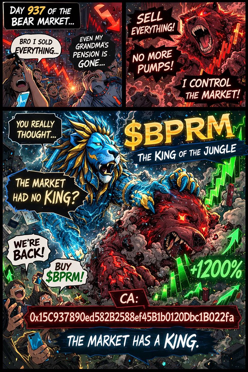 mother_mary122's tweet photo. The market thought it was over…
Paper hands sold.
The bears took over.
Then the KING arrived 🦁
$BPRM isn’t just another meme…
It’s the ruler of the jungle.
CA:
0x15C937890ed582B2588ef45B1b0120Dbc1B022fa
@BasePrimeCoin @BPRMCoin
#BPRM #BasePrime #BasePrimeMeme https://t.co/O1P4kDaELz
