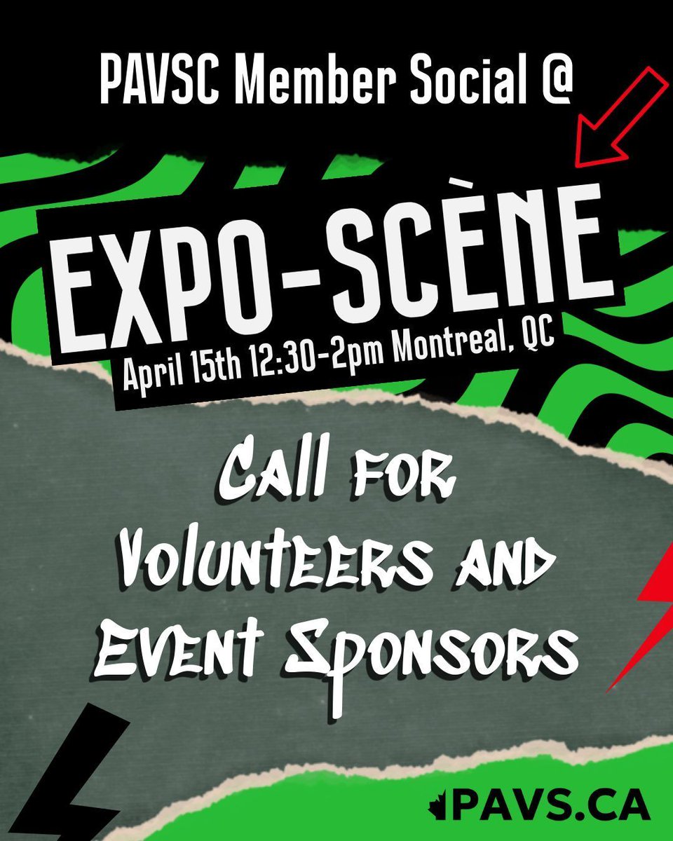 PAVSC Members: Join us for our Member Social at EXPO‑SCÈNE on April 15 from 12:30–2pm. Details and registration are in the Control Room portal. We’re also looking for event volunteers and a sponsor. Interested? Contact Brock McGinnis at bmcginnis@pavs.ca.