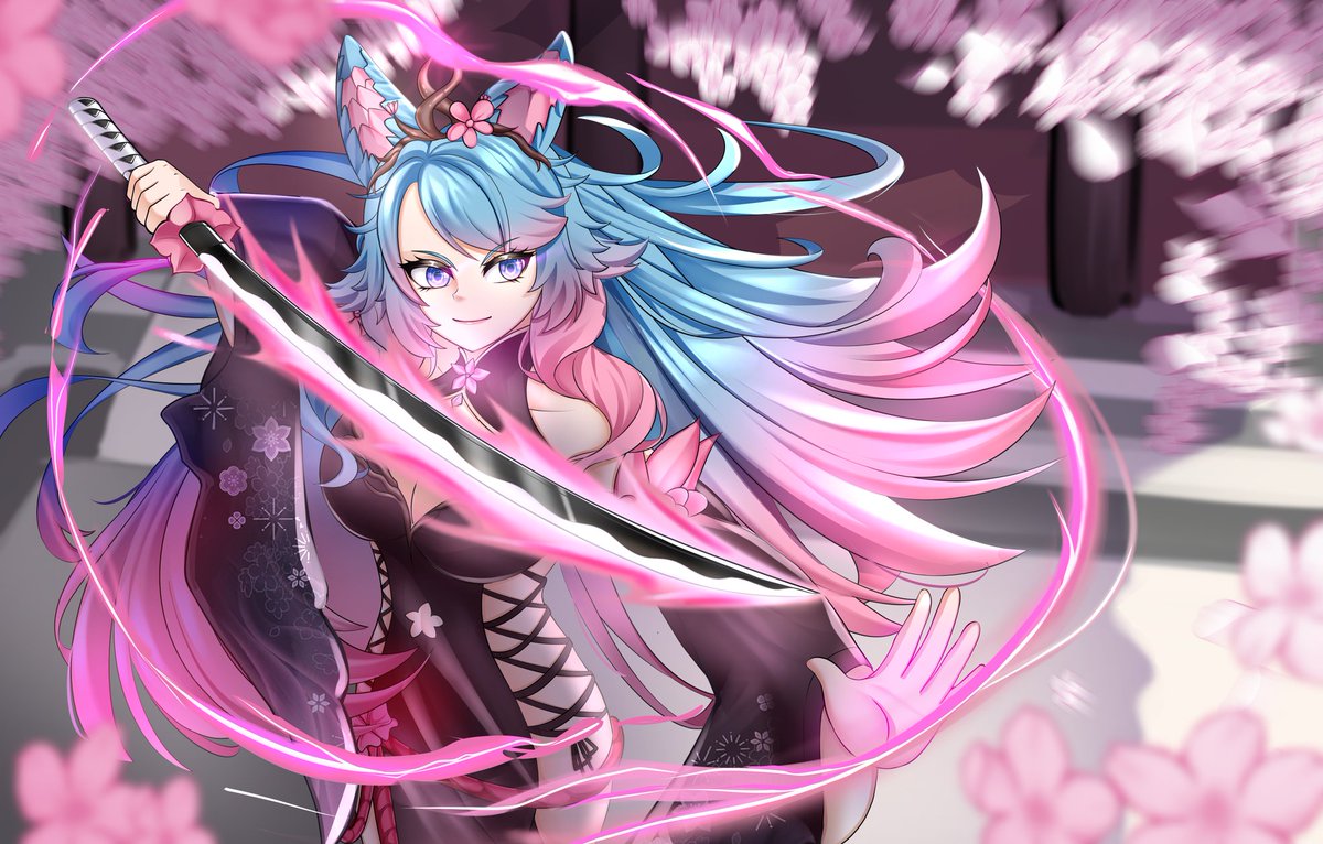 Takunkitchen's tweet photo. Cherry blossom slash 🗡️ 侍桜 🌸 #DoodleVale https://t.co/yvDQeuZTwI