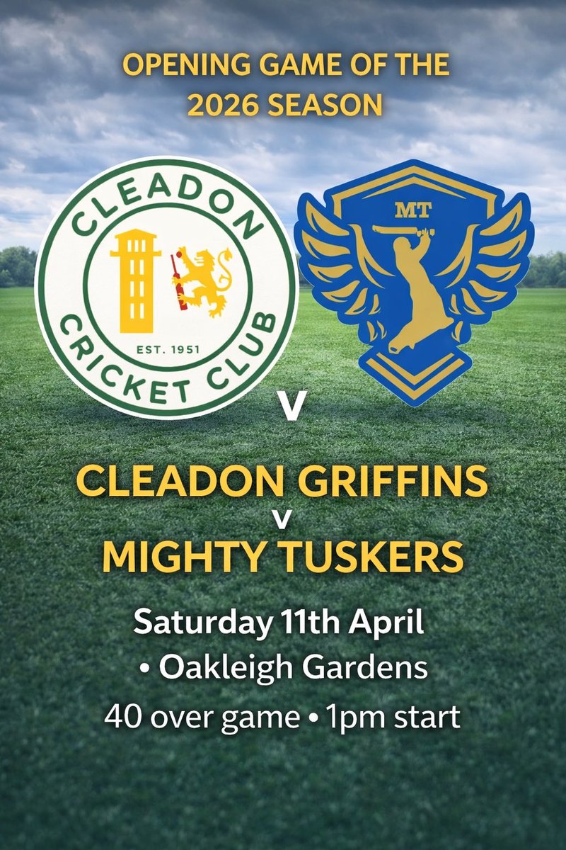 CleadonCC's tweet photo. The 1 month countdown begins as we look forward to kicking off the 2026 season, and the clubs 75th anniversary season, with a friendly against the Mighty Tuskers 💚🏏 https://t.co/JVMAZc6O6B