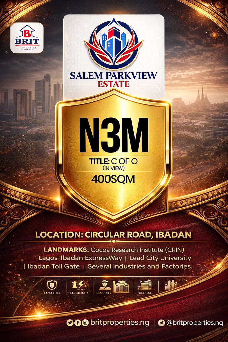 miketoriola's tweet photo. This is the reason I am offering this unique investment to you my esteemed customers. Take advantage now, let’s celebrate it later. The future of Ibadan Metropolis. Call +2348022589856 https://t.co/VI6BM0mzLg