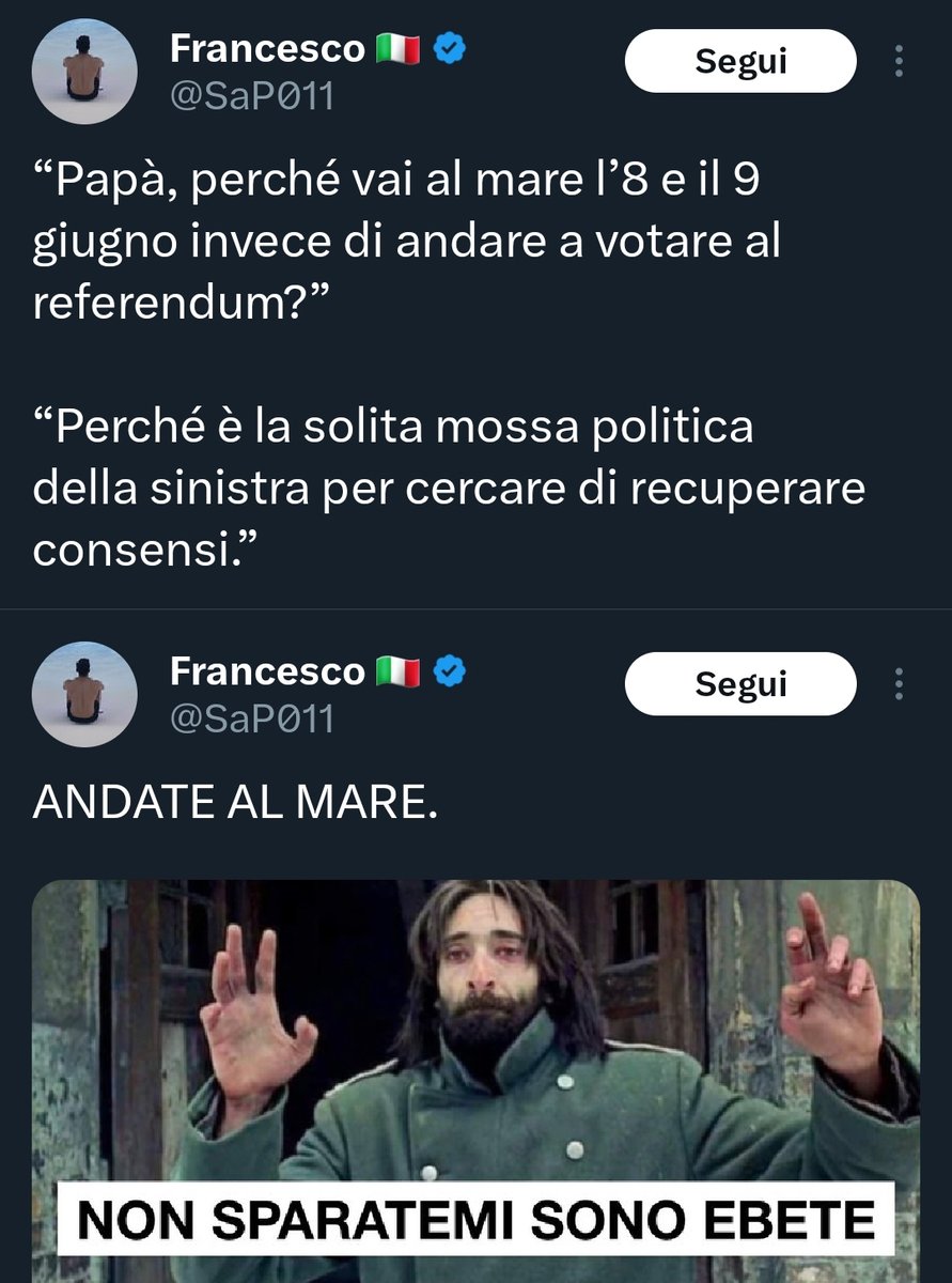 grande_flagello's tweet photo. @SaP011 In foto Francesco che invitava tutti ad andare al mare durante il referendum di giugno: https://t.co/5S0bXGtOaM