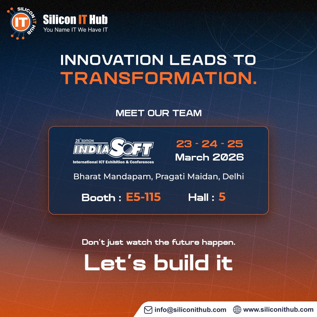 SiliconITHub's tweet image. 🚀Innovation leads to transformation, and we’re bringing it to @escnewdelhi  2026!

Let’s meet, greet, and build the future together.

#INDIASOFT2026 #DigitalTransformation #CustomSoftware #TechInnovation #Networking #SiliconITHub